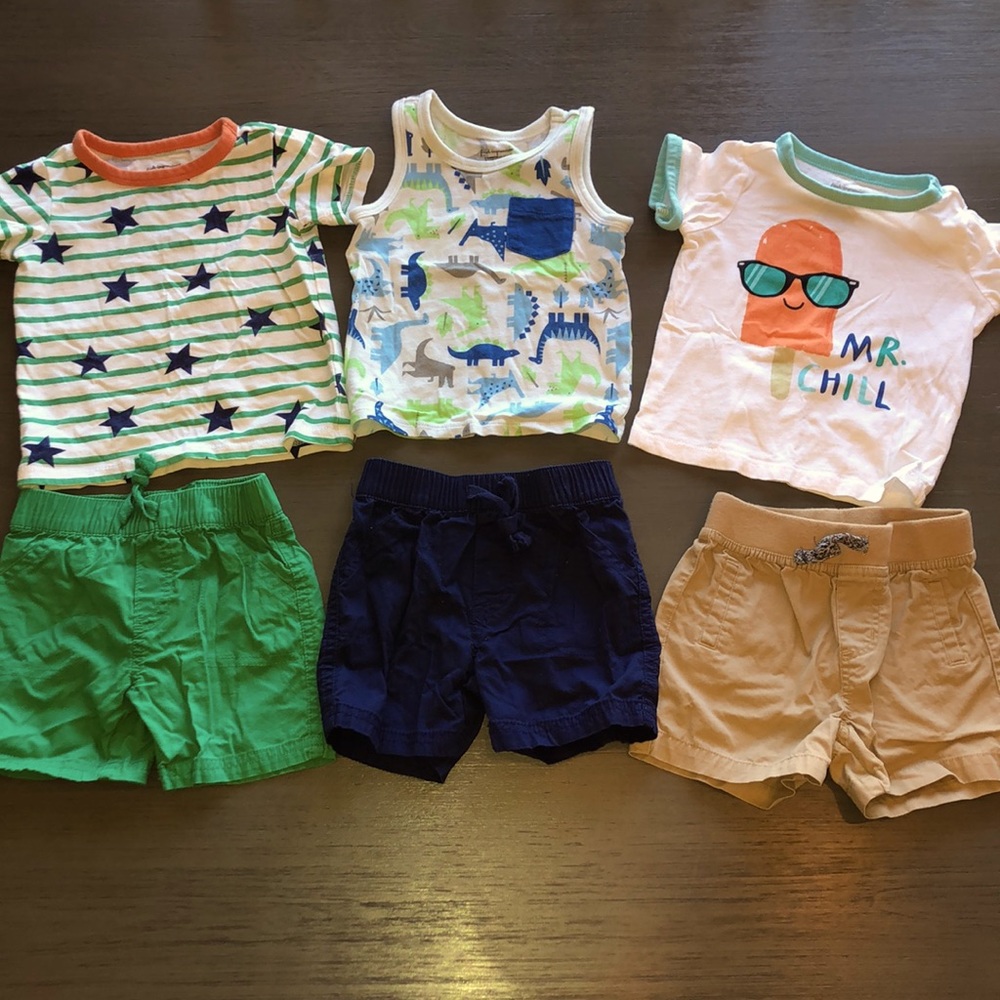 EUC 6pc lot mix & match summer sets 6-9M